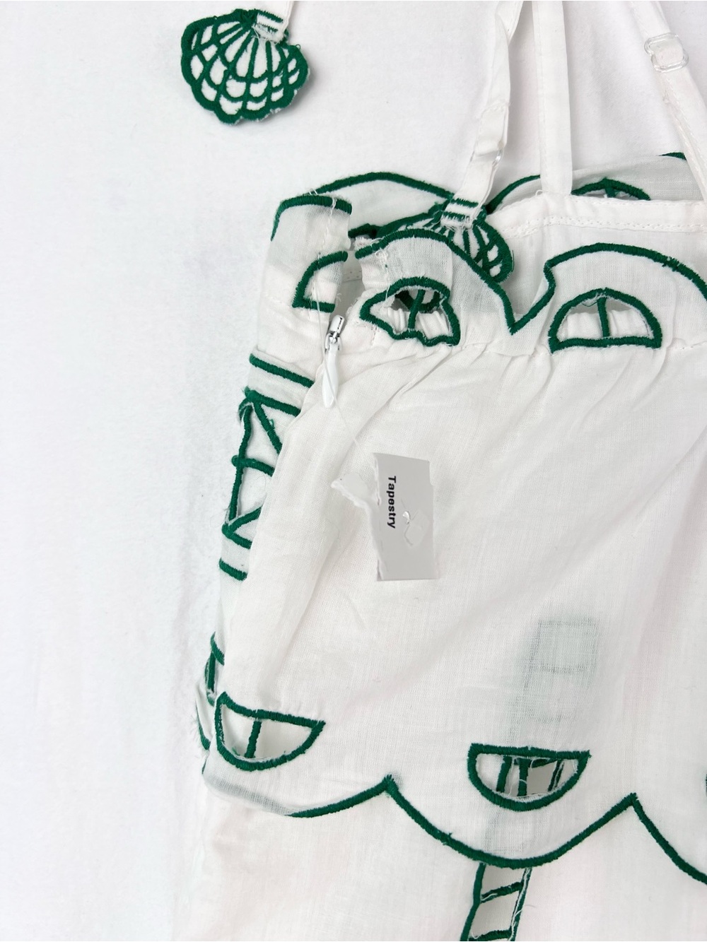 NWT Ciebon Lyndon Green Embroidered Mini Dress Sz M White - Picture 10 of 16
